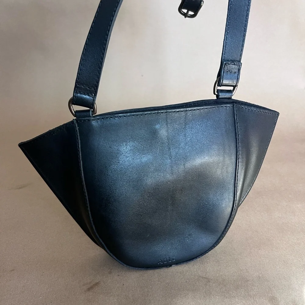 ABLE Cecilia Crossbody Bag Black Genuine Leather Adjustable Strap Retails $168